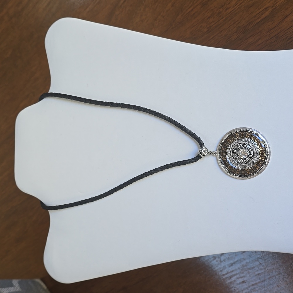 Lia Sophia necklace & matching earrings scroll & beaded detailing. Clear stones.